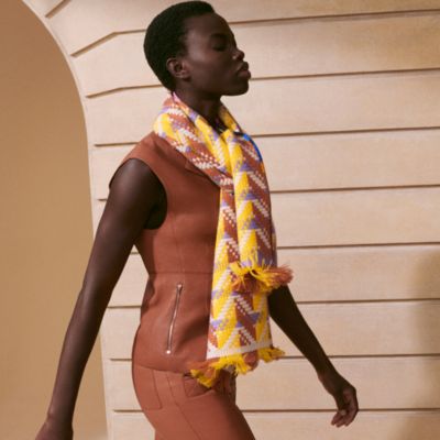 イエロー - レディス, スカーフ、ショール＆マフラー, カシミア  