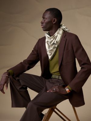 On Air! fringed scarf 65, View: Worn, worn, view 2 of 3