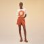 Denim shorts, orange méranti, no stock