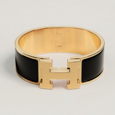 Hermès Black Enamel Clic H Bracelet GM