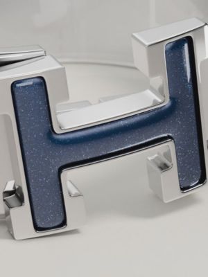 HERMES ブレスレット クリッククラック H シルバー/ライトブルー エナメルブレスレット 《クリック・クラックH/グリッター》 - ブルー
