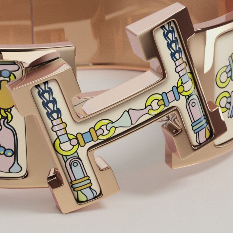 エナメルブレスレット 《クリック・クラックH/銀細工の花》 | Hermès