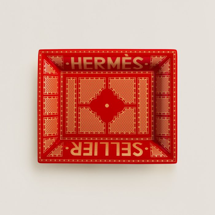 Hermes Vidopoche Tray Leather/Wood Dark Brown