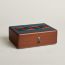 Casaque Perspectives Indiennes watch and cufflink box, bleu de Malte