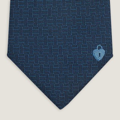 フランス製】エルメス ネクタイ ネイビー 濃紺 H柄 ドット ジャガード  