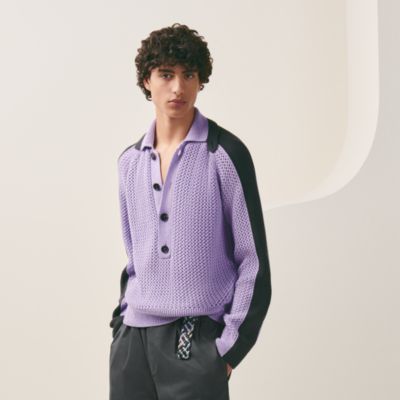 ▲HERMES エルメス カシミヤxシルク ポロシャツ 長袖 パープル △HERMES エルメス カシミヤxシルク ポロシャツ 長袖 パープルの通販は