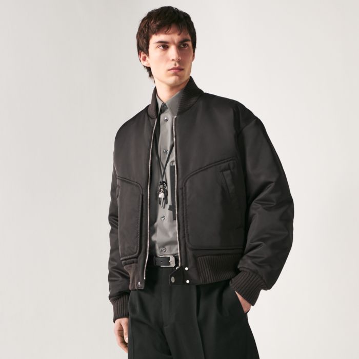 Maxi patch rib-trim jacket