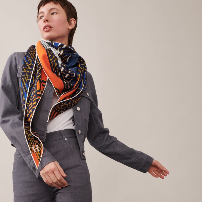 Hermès Kachinas Giant Triangle Silk Scarf - Ann's Fabulous Closeouts