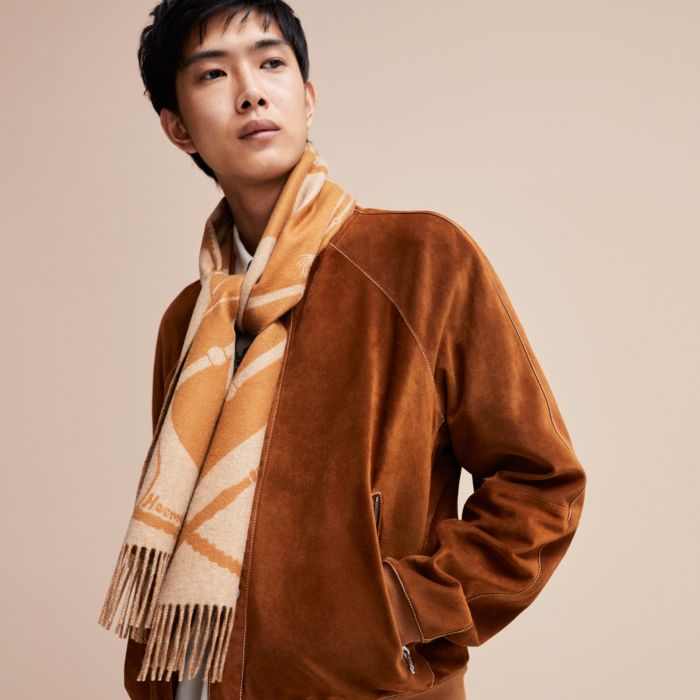 Men's scarf Ornamental Silk brown