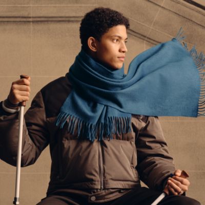 HERMES/エルメス カシミアシルクマフラーくアップサイド・ダウン  