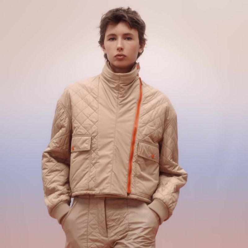 ▲未使用 HERMES 23AW Quilted car coat 44 Short quilted coat - Blue | Hermès Finland