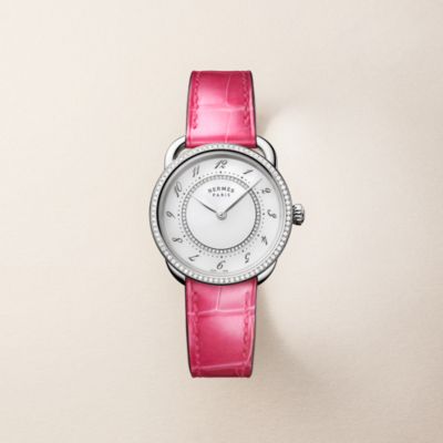 HERMES アナログ腕時計 シルバー/ピンク エルメス 腕時計 Hウォッチ MM 30mm (HERMES/アナログ腕時計