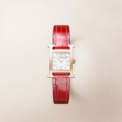 エルメス ★Hウォッチ★レッドレザー 腕時計 《Hウォッチ》 ミニ 21 mm - レッド | Hermès - エルメス-公式
