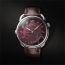 Arceau Le Temps Voyageur watch, 41&nbsp;mm, rouge sellier