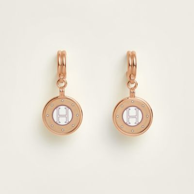 【エレガント】HERMES「Blason」プリント ピアス HERMES Adage ピアス パリ直送 ダイヤモンド ローズゴールド