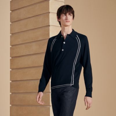 Hermès Pre-Owned abstract longsleeved polo shirt - Black