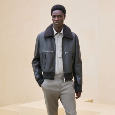 Hermes men's leather jacket top