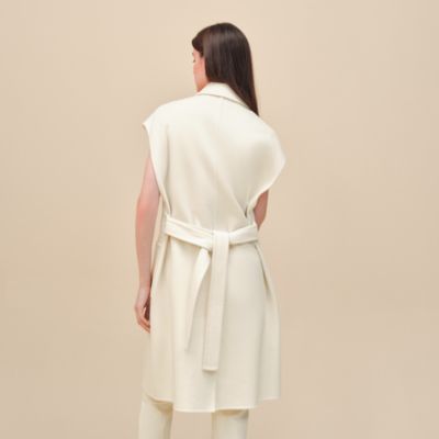 Belted cashmere long vest