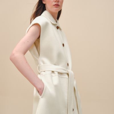 Belted cashmere long vest