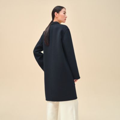Hooded coat with knit detail