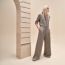 "Mosaique" palazzo pants, gris/étoupe