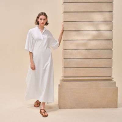 Hermes☆\"Mosaique\" prairie dress Etoupe _パリ発 Mosaique