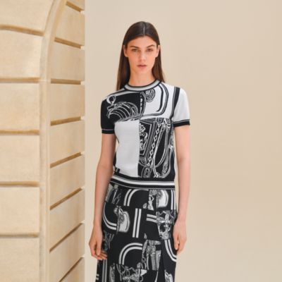 エルメス　シェーヌダンクル　ショートスリーブニット　テクスチャードシルクニット エルメスシェーヌダンクルショートスリーブニットテクスチャードシルク