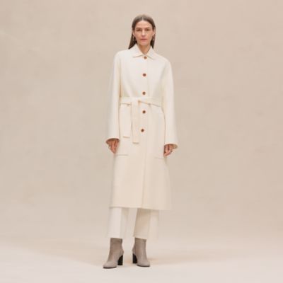 HERMES - 極美品 HERMES ベルテッド トレンチコート ロングE3448