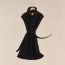 Belted cashmere long vest, noir
