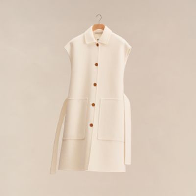 Belted cashmere long vest | Hermès USA
