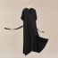 Caftan ceinturé motif «&nbsp;Mosaïque&nbsp;», noir