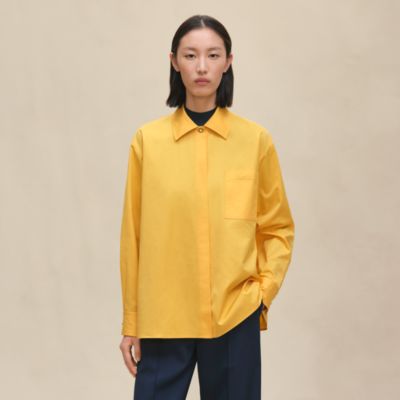 エルメス　ロゴマーク　胸ポケット　襟付き　柔らか　ブラウス　ワイシャツ エルメス ロゴマーク 胸ポケット 襟付き 柔らか ブラウス ワイシャツ