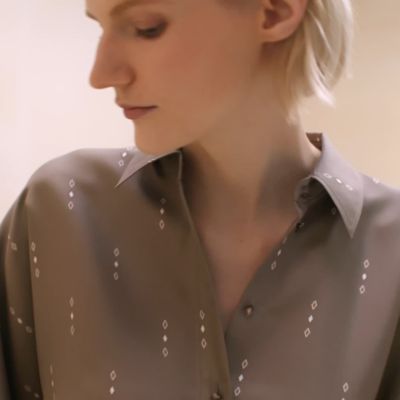 HERMES 素敵なドレスカットソー ITALY製 ¥15999→現 Losanges sur Faconne