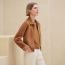 "H en Biais" reversible zipped Jacket, marron caramel, no stock