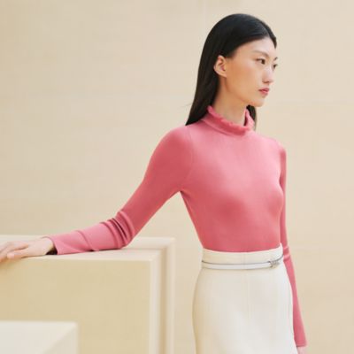 Hermes サマーシルクニット ピンク 金ボタン セリエ Hermes