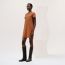Embroidered pocket dress, marron alezan, no stock