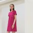 Embroidered pocket dress, rose bougainvillier, no stock