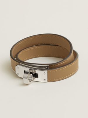 【美品】エルメス ブレスレット ケリードゥブルトゥール レザー レザーブレスレット 《ケリー》 ドゥブルトゥール - ベージュ | Hermès