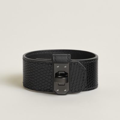 HERMES ブラックレザーブレスレット 中古・古着通販】HERMES (エルメス) レザーブレスレット
