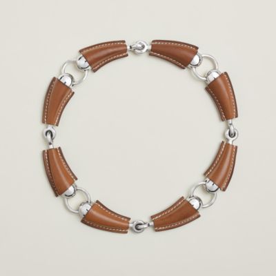 HERMES ブラウンレザーネックレス HERMES(エルメス) raniere leather necklace ラニエール レザー