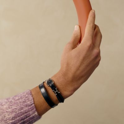 美品❗️エルメスメンズブレスレットダブルトゥール　レザー　フォーブステンレス ブレスレット ドゥブルトゥール - メンズ ジュエリー | エルメス