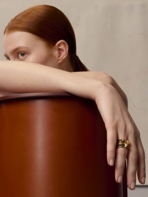 Athena simple stud ring, View: Worn, worn, view 3 of 3