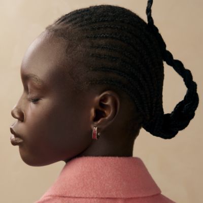 Mini Maillon earrings - Black | Hermès USA