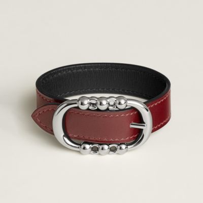 レザーブレスレット 《ケリー》 ドゥブルトゥール - レッド | Hermès
