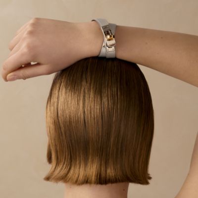 HERMESシンプルなグレーバングル エルメス Hermes ブレスレット バングル シルバー金具 グレー シルバー