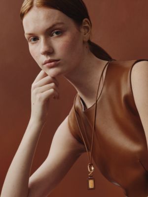 Les Curiosites Carte Postale pendant charm , View: Worn, worn, view 3 of 7