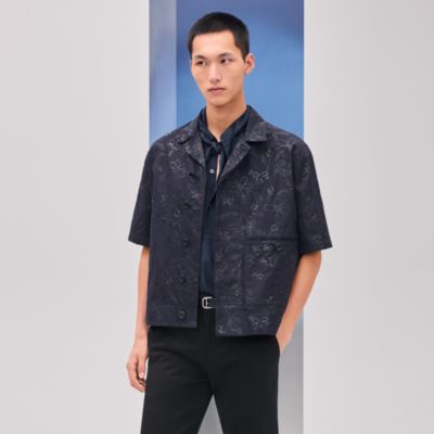 "Fleurs technique" short-sleeve overshirt
