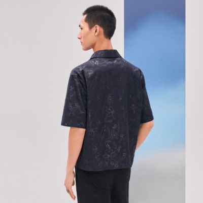 "Fleurs technique" short-sleeve overshirt