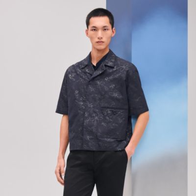 "Fleurs technique" short-sleeve overshirt
