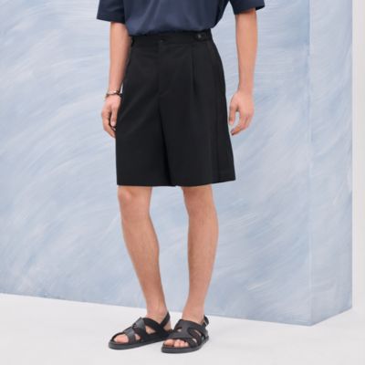 HERMES エルメス サイドライン ワイドパンツ シルク ダークネイビー